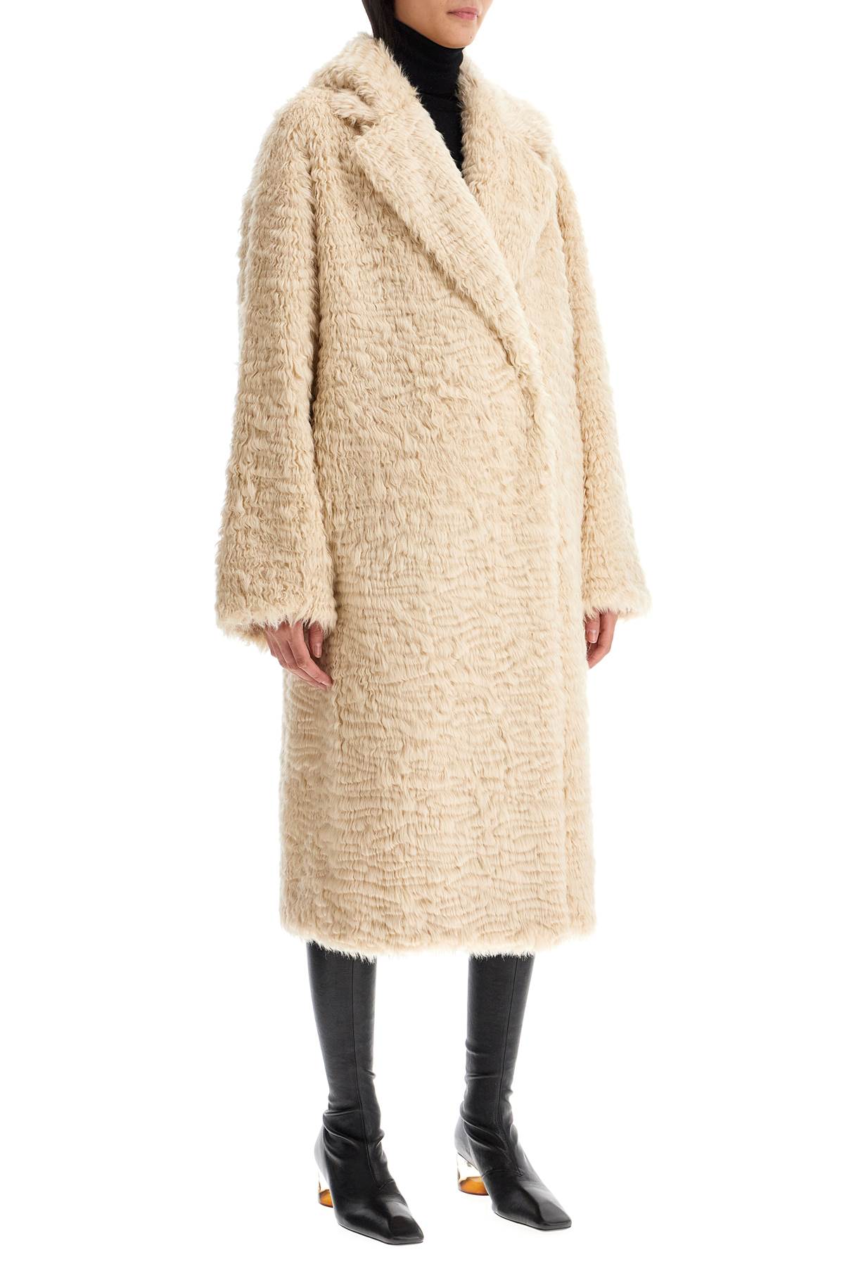 Shop Stand Studio Nicole Faux Fur Coat In Cream (beige)