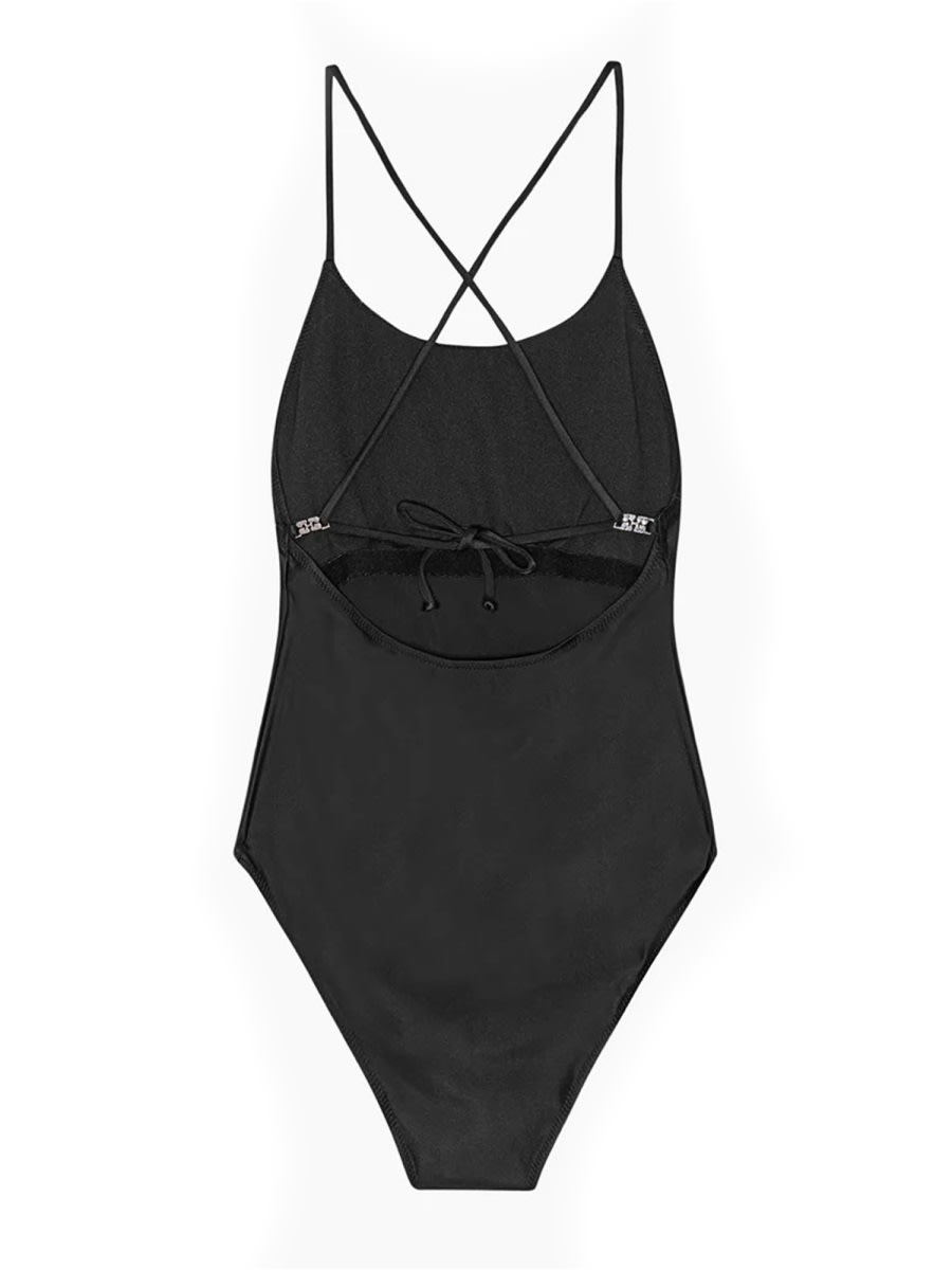 Shop Ganni One Piece Swimsuit With Logo In Black