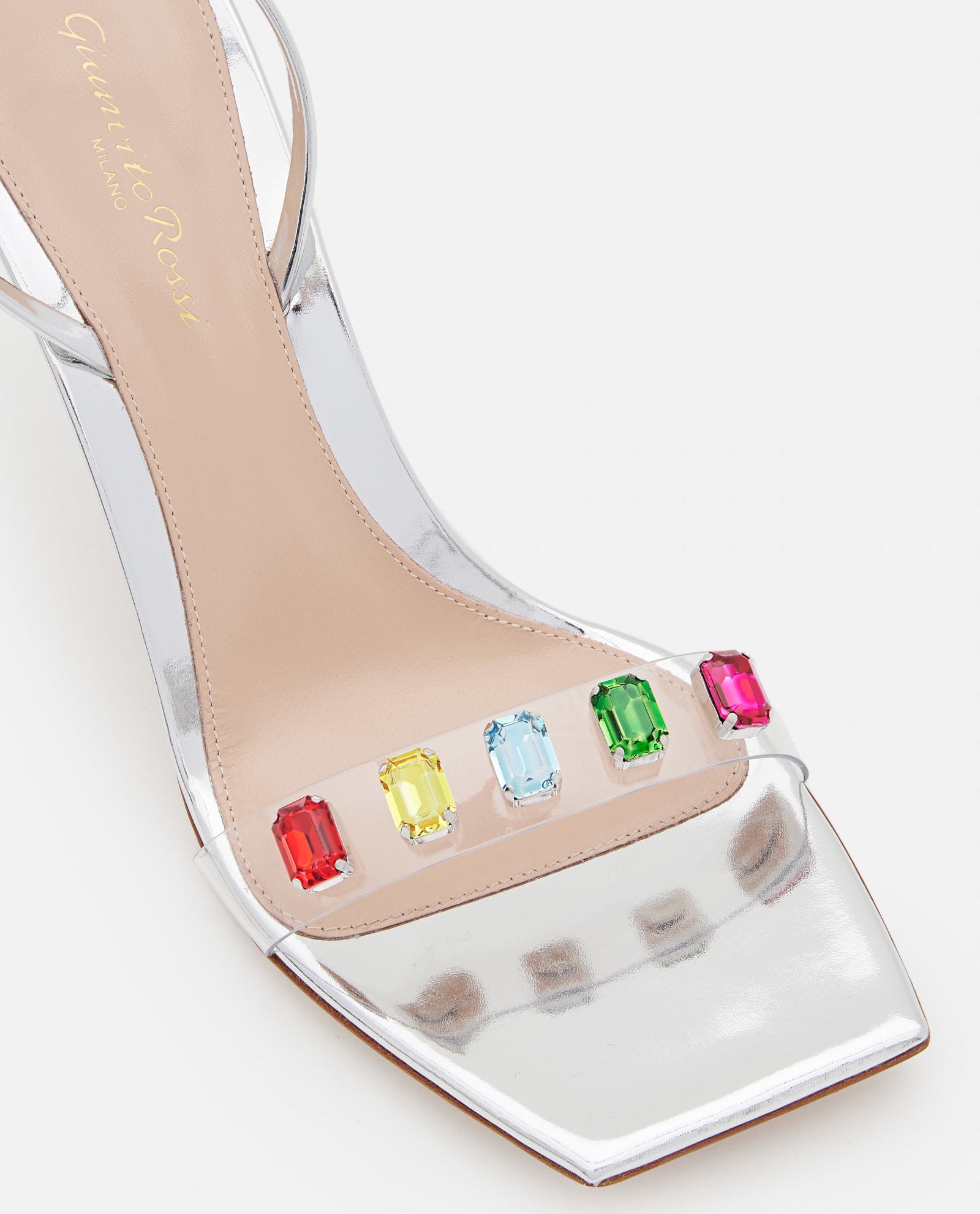 Gianvito Rossi Crystal Embellished Transparent Strap Sandals In Grey