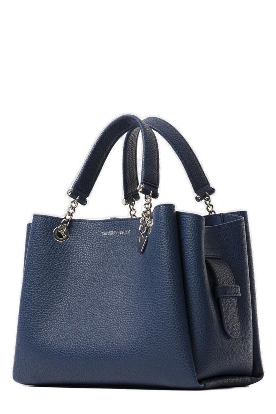 EMPORIO ARMANI PALMELLATO EAGLE CHARM LEATHER-EFFECT HANDBAG