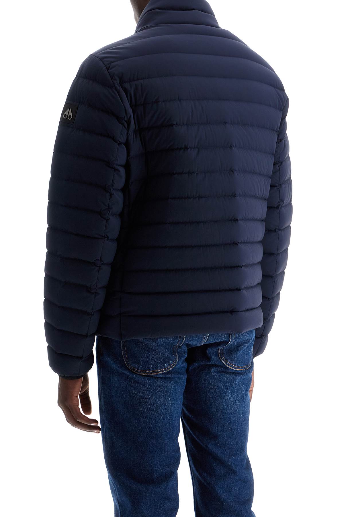 Shop Moose Knuckles Laki Active Flex Down Jacket In Navy (blue)