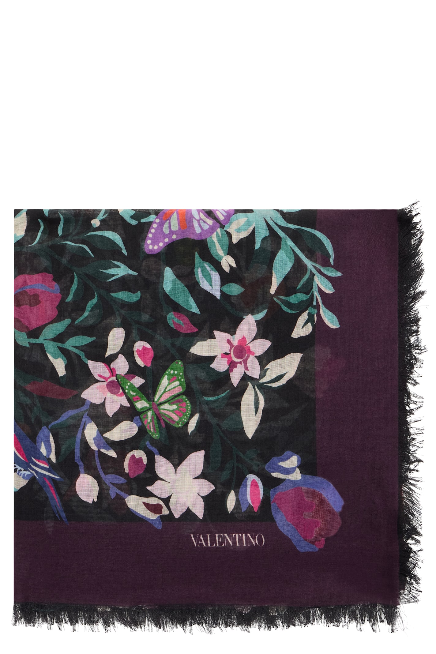 Valentino Elegant Scarf With Refined Floral Pattern In Brown