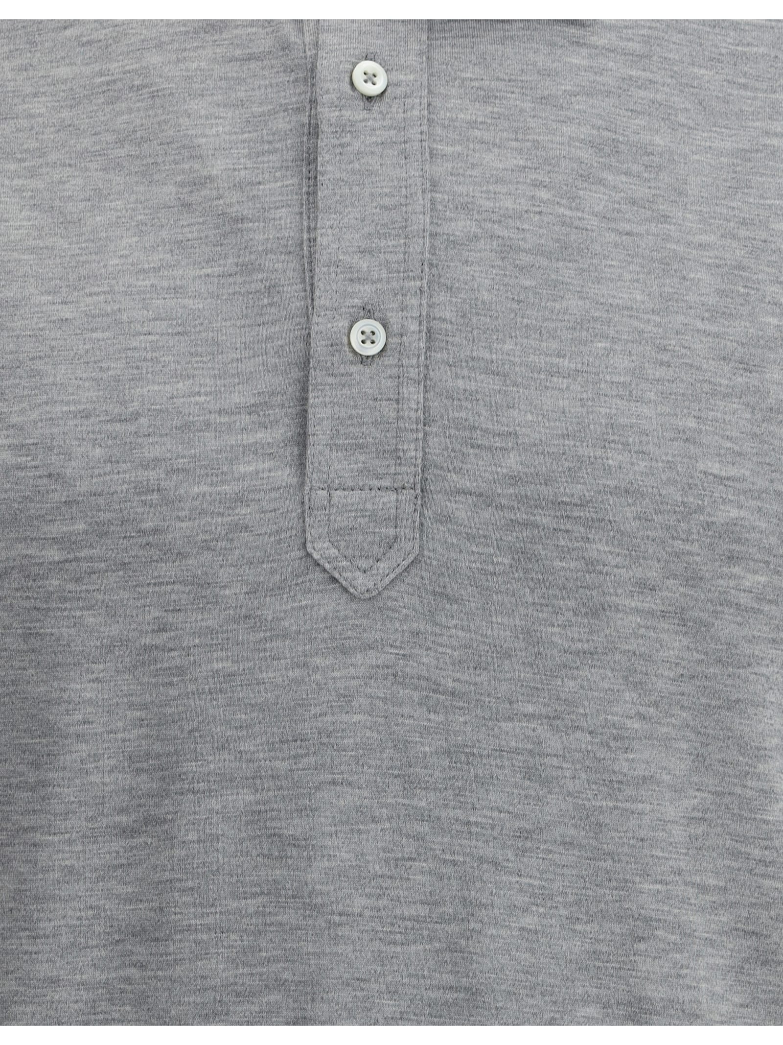 Brunello Cucinelli Silk Polo Sweater With Two-tone Double Layer Detail