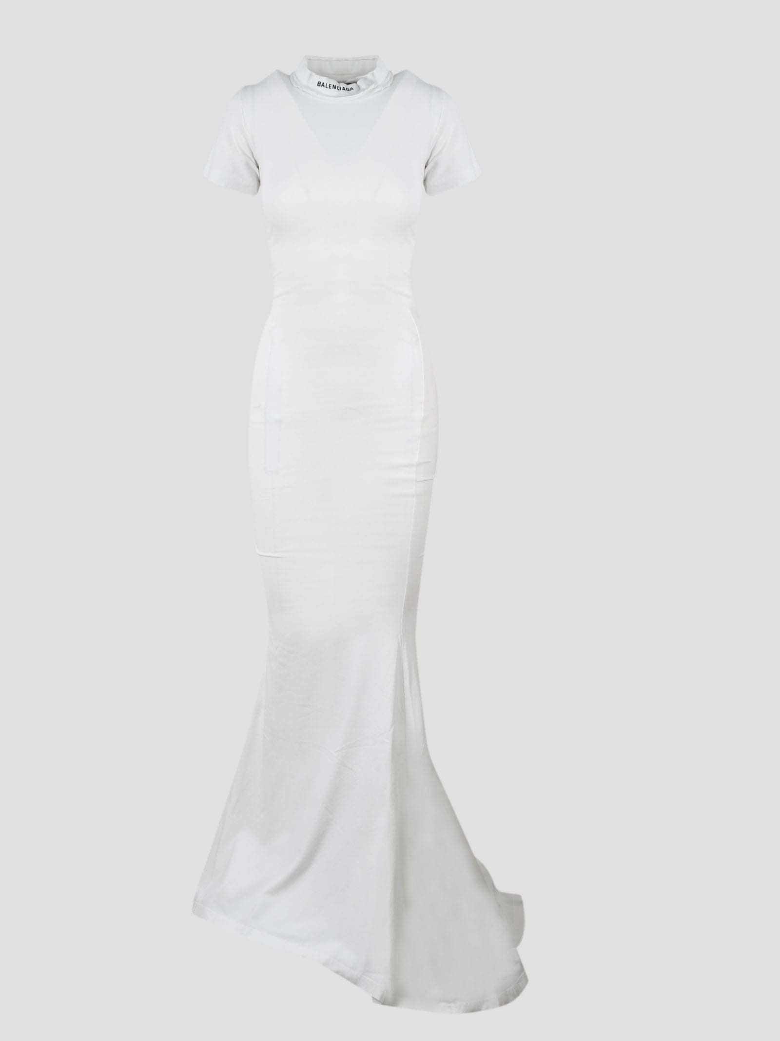 Balenciaga Embroidered Stretch-cotton Jersey Maxi Dress In White