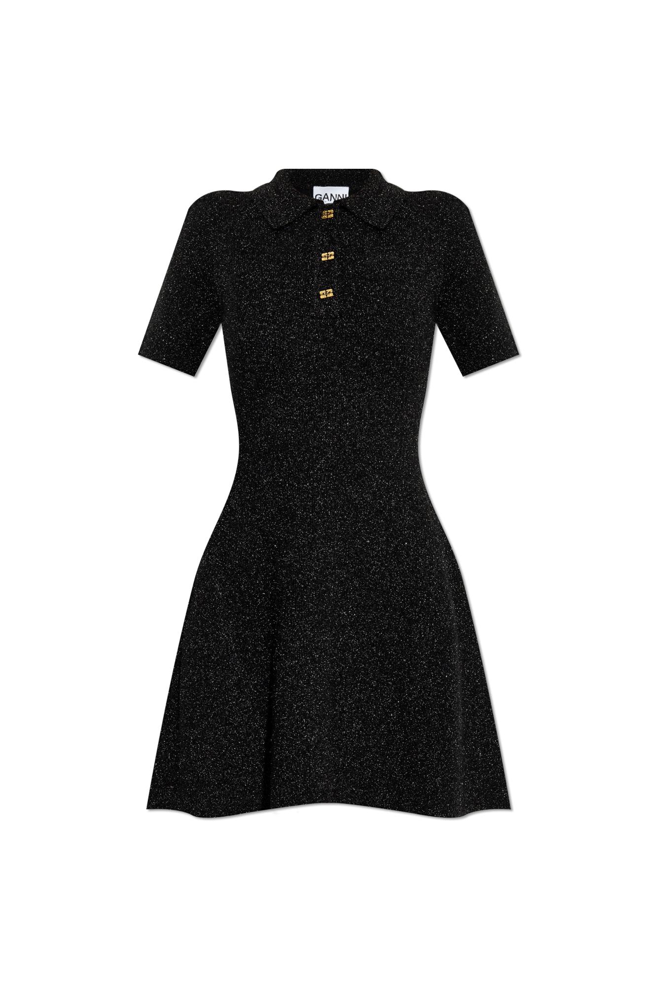 Shop Ganni Dress With Logo In Black 099