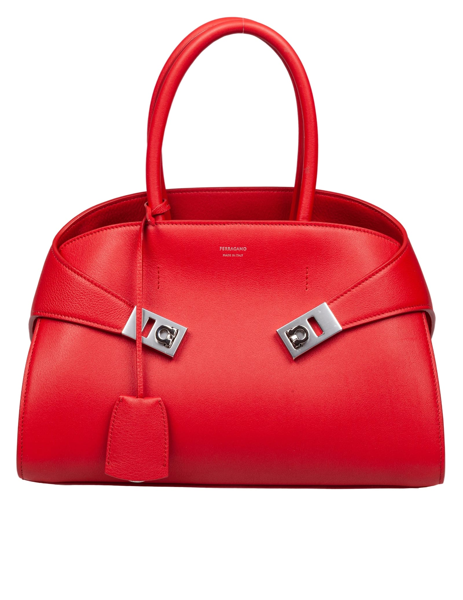 Ferragamo Hug Small Leather Top Handle Bag In Red