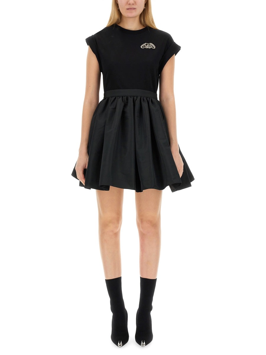 Shop Alexander Mcqueen Mini Hybrid Dress In Black