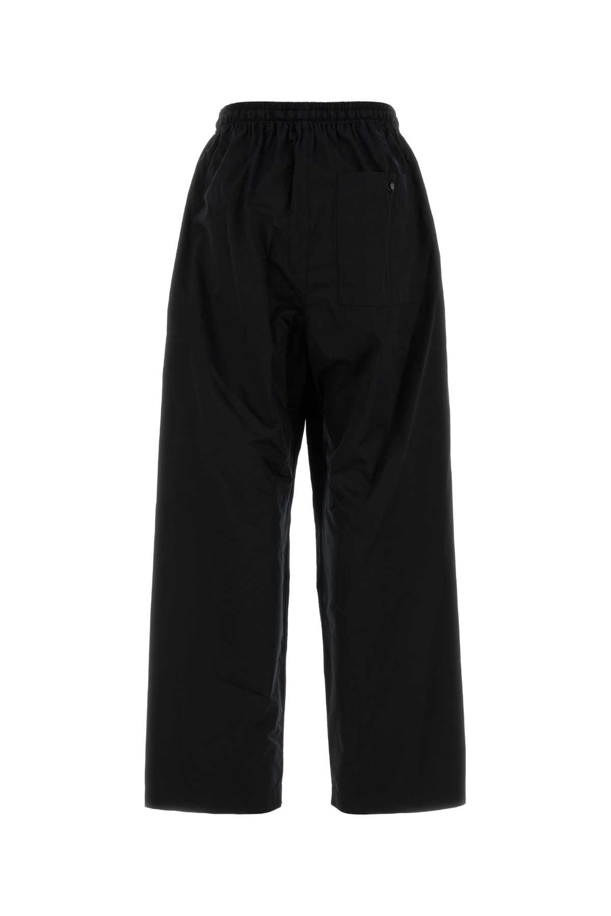 Lemaire Relaxed Poplin Trousers Wide Leg In Black