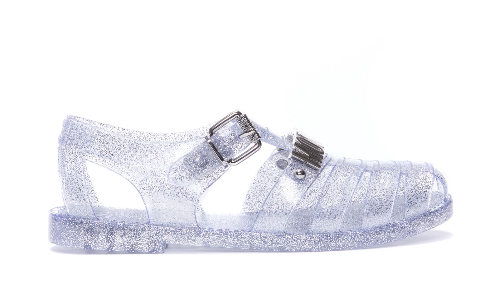 MOSCHINO LOGO LETTERING JELLY SANDALS