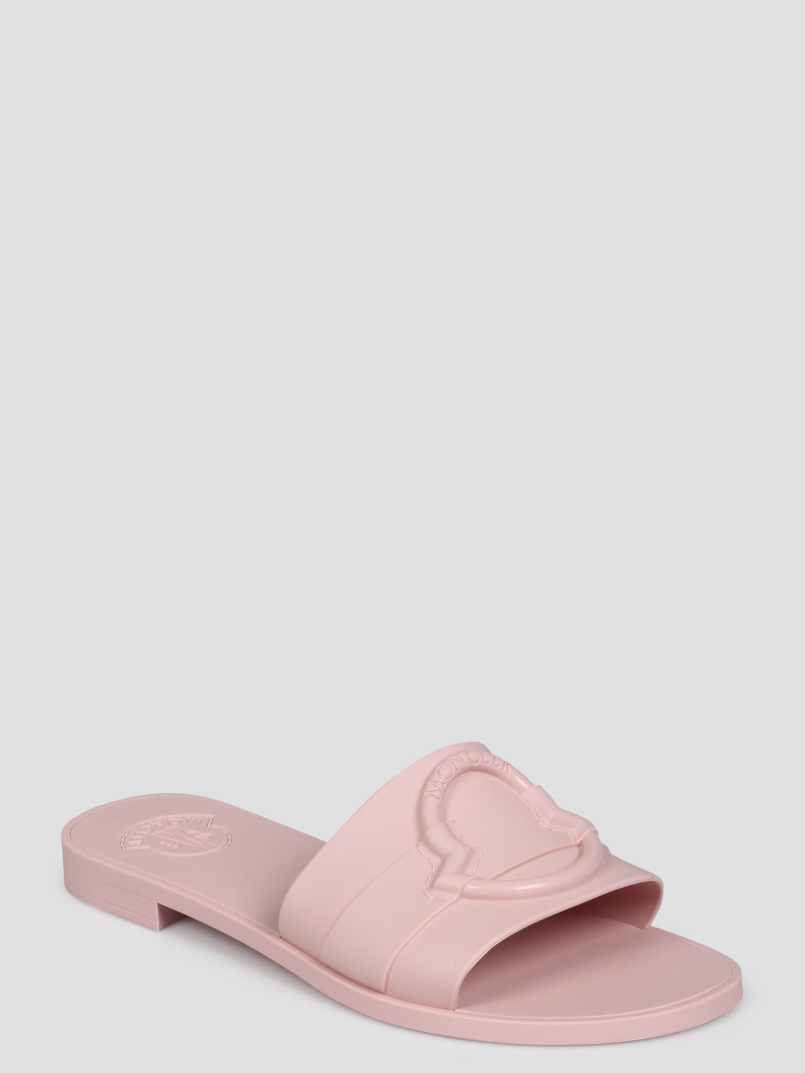 Shop Moncler Mon Slide Sandal In Pink & Purple