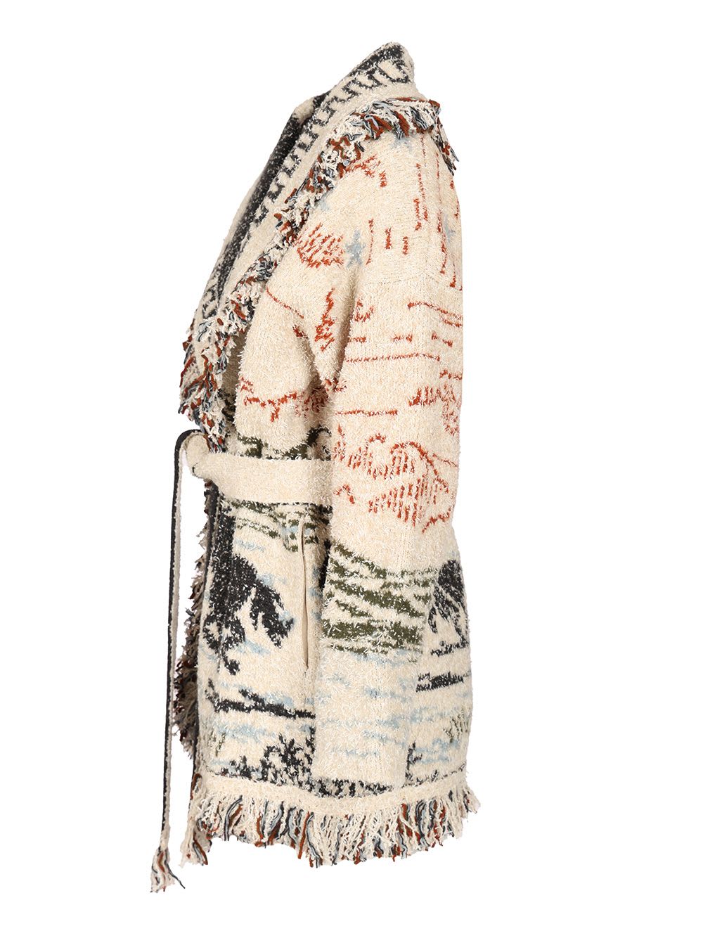 Alanui Sunset Riders Cardigan Knitwear Beige In Multi