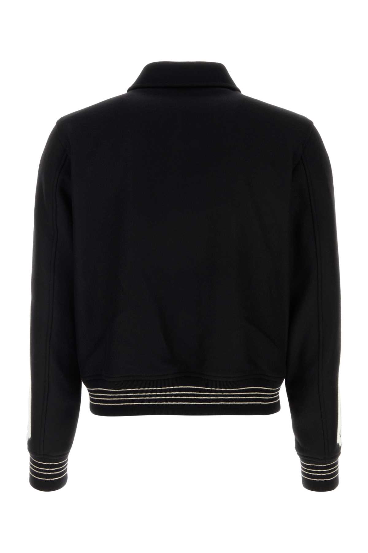 Amiri Twill Wool Bones Bomber Jacket With Patches In Black