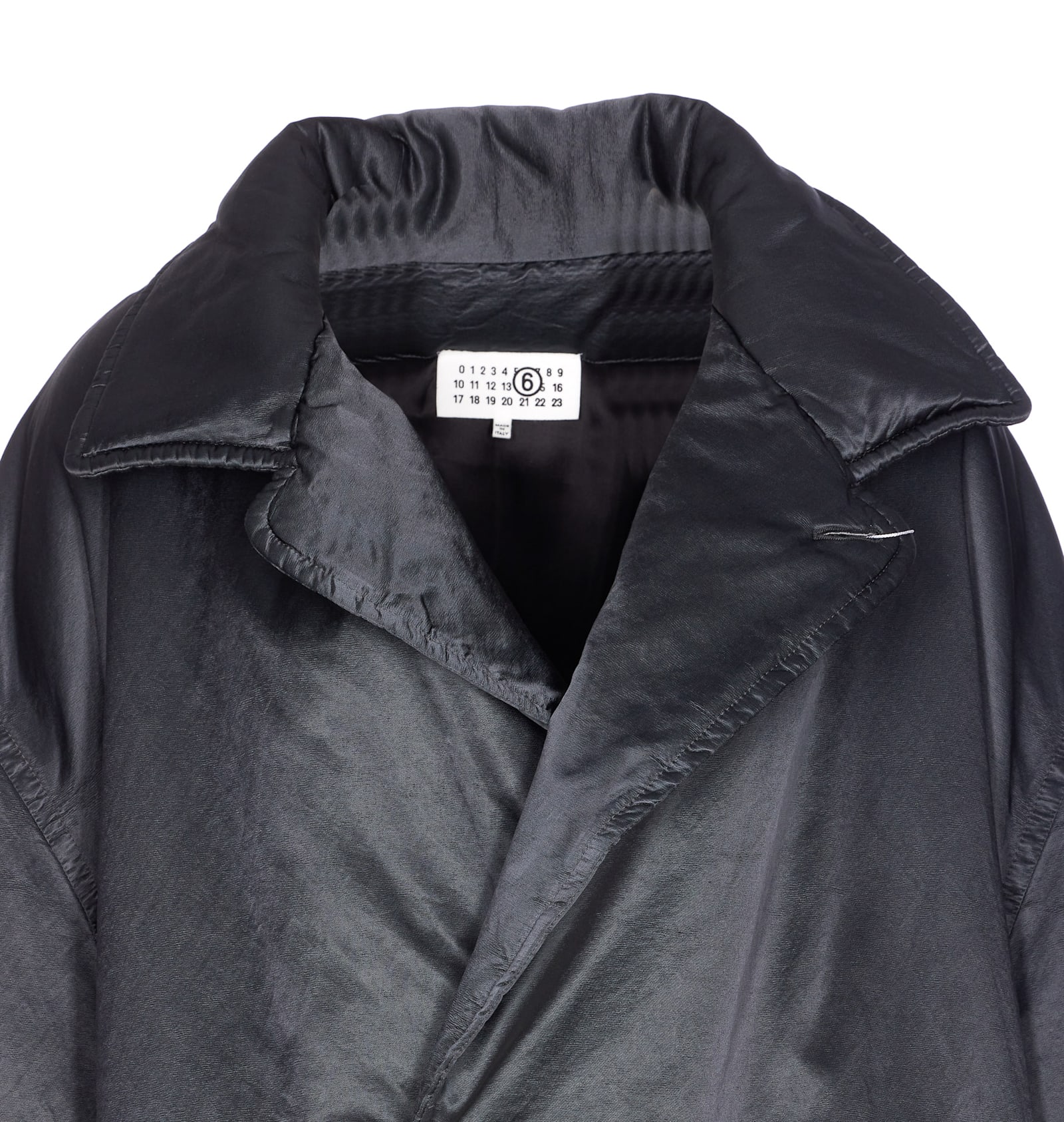 Mm6 Maison Margiela High Collar Down Jacket Featuring Pockets In Gray