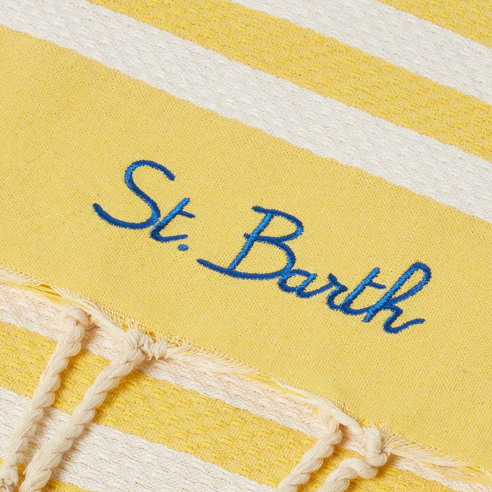 Shop Mc2 Saint Barth Fouta Classic Honeycomb With White And Yellow Stripes