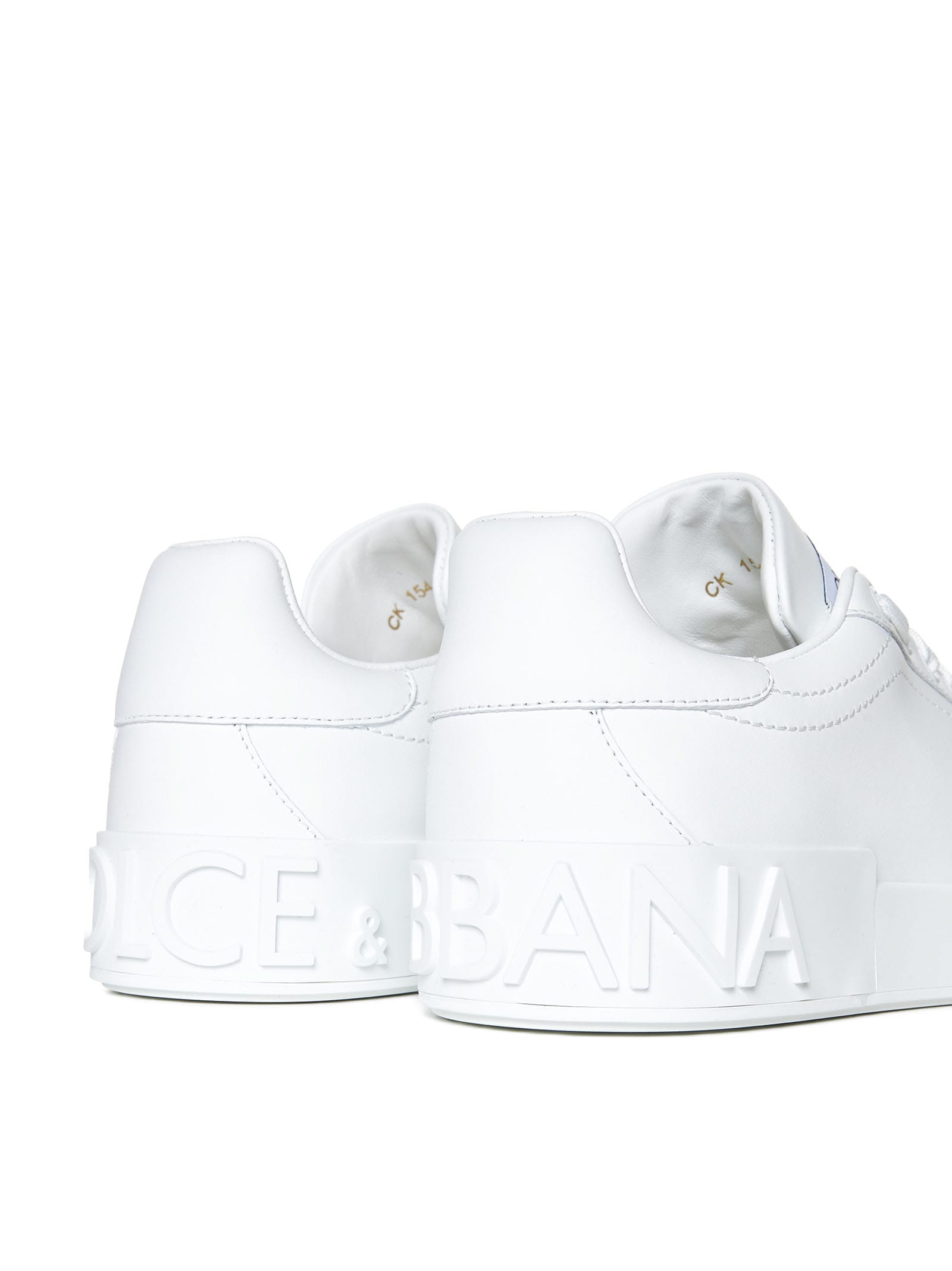 Dolce & Gabbana White Calfskin Portofino Sneakers In White