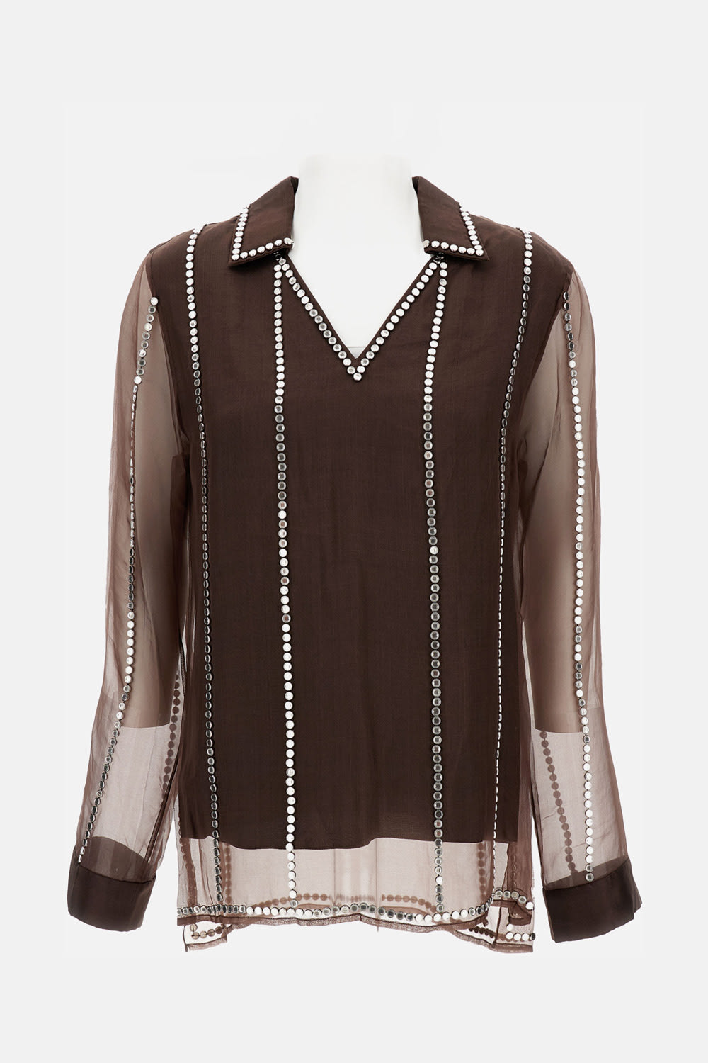 Wales Bonner V-neck Stud-embellished Blouse In Brown