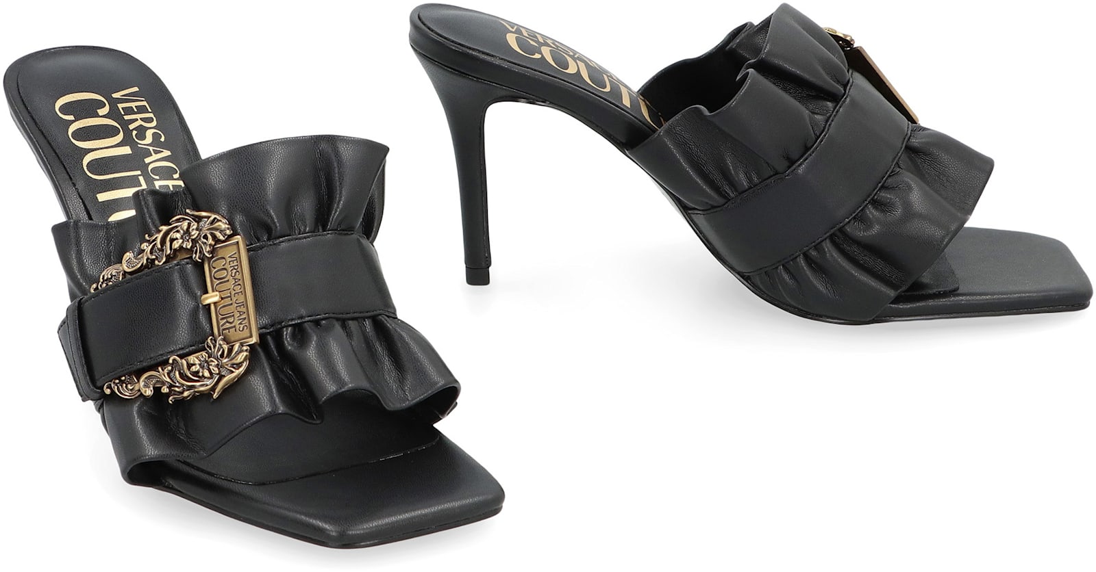 Versace Jeans Couture Open Sandals In Black