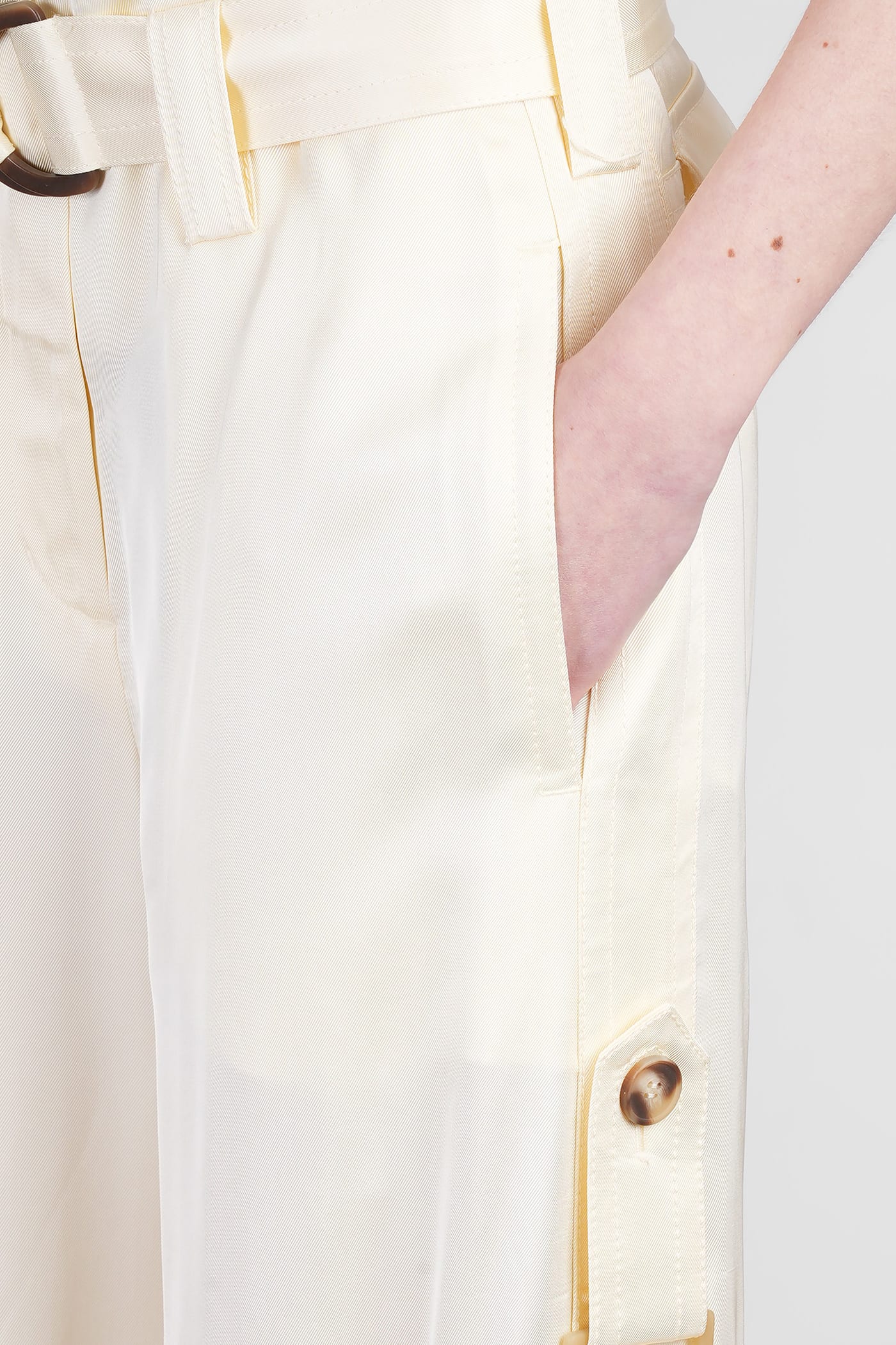 Zimmermann Ivory Viscose Pants In Yellow