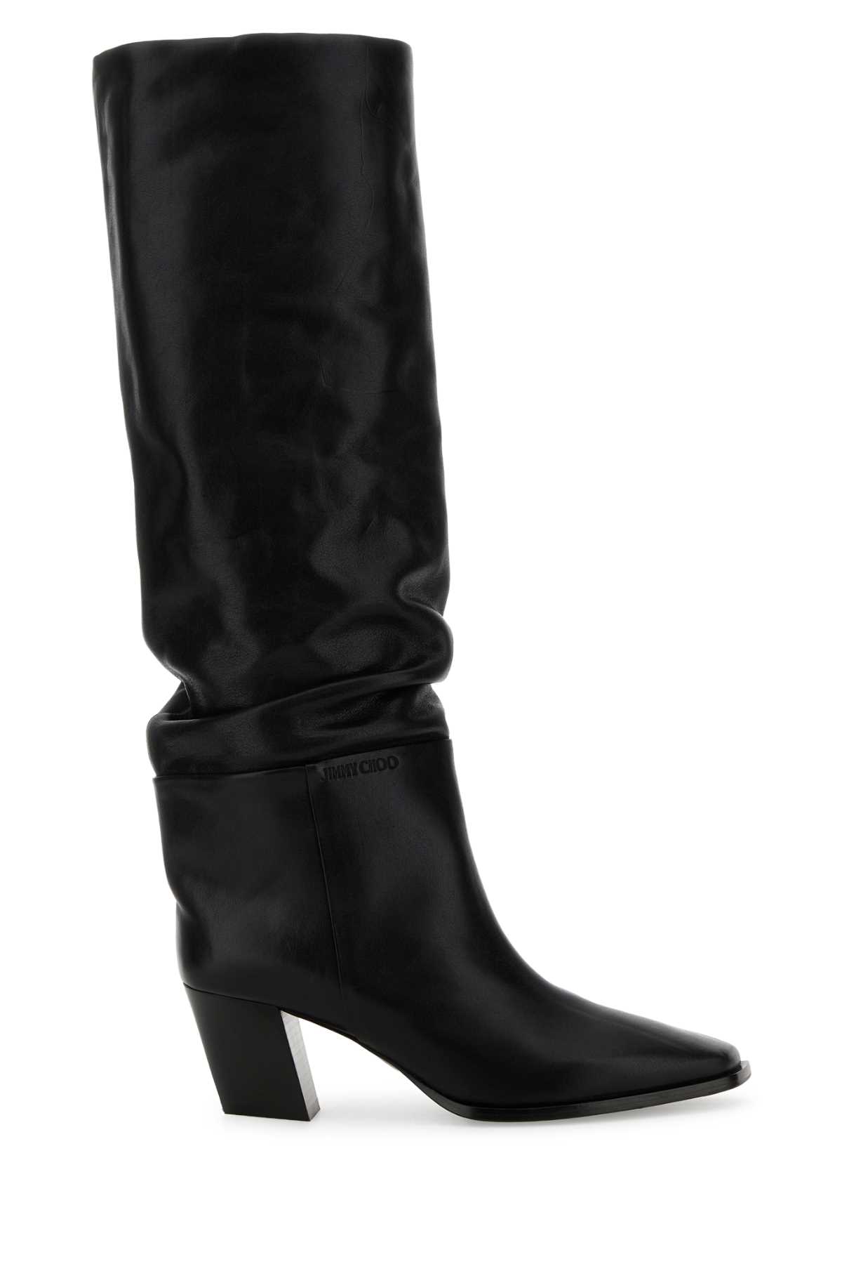 Jimmy Choo Black Leather Hart 60 Boots In Black