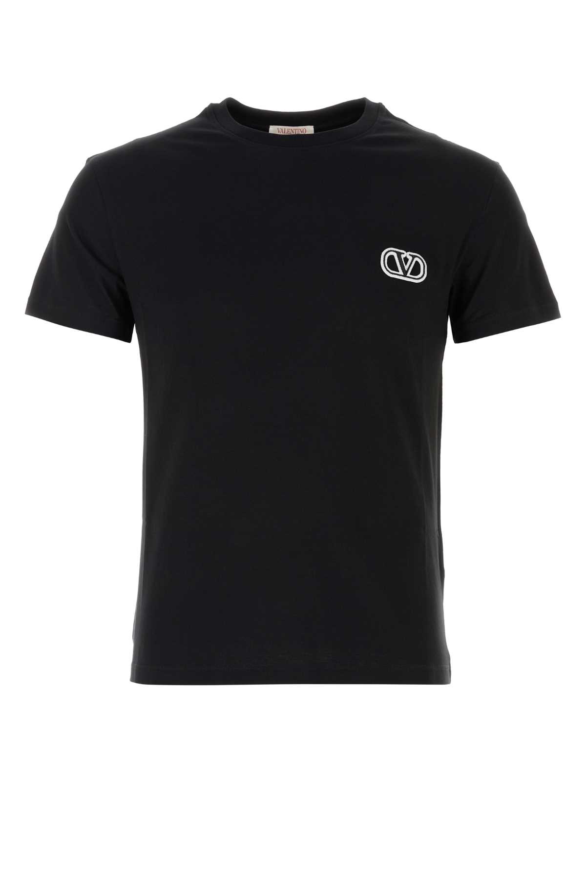 Shop Valentino T-shirt With Vlogo Signature Patch In Nero