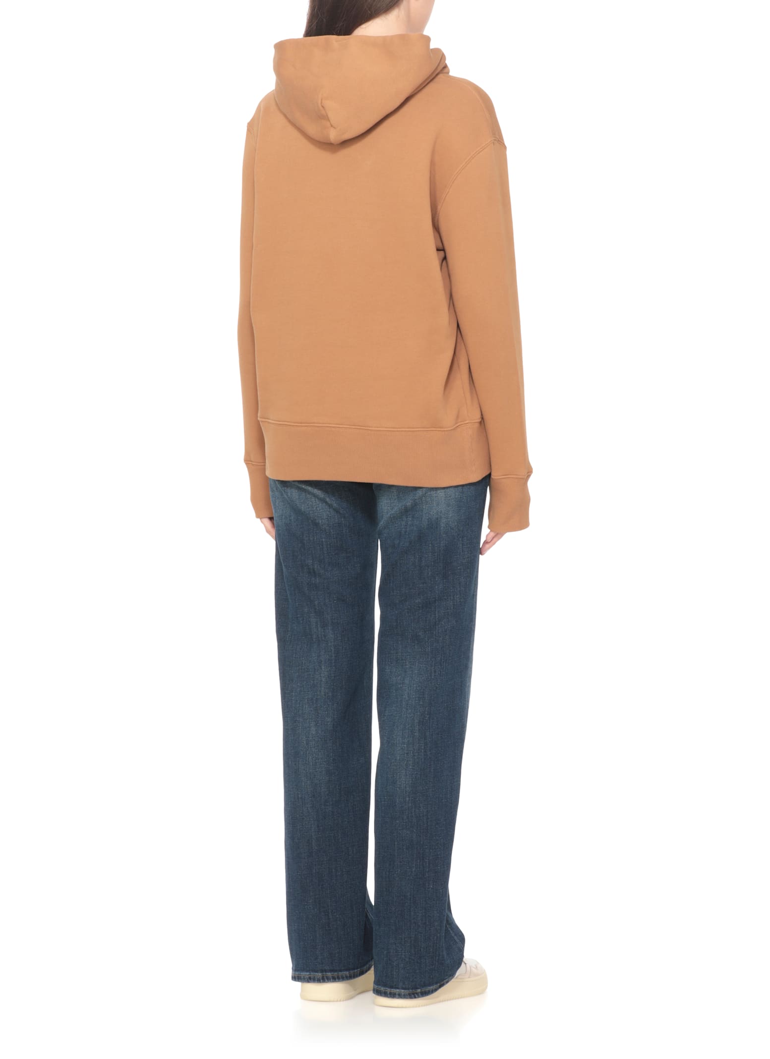 Autry Drawstring Hooded Knitwear With Ribbed Cuffs In Brown