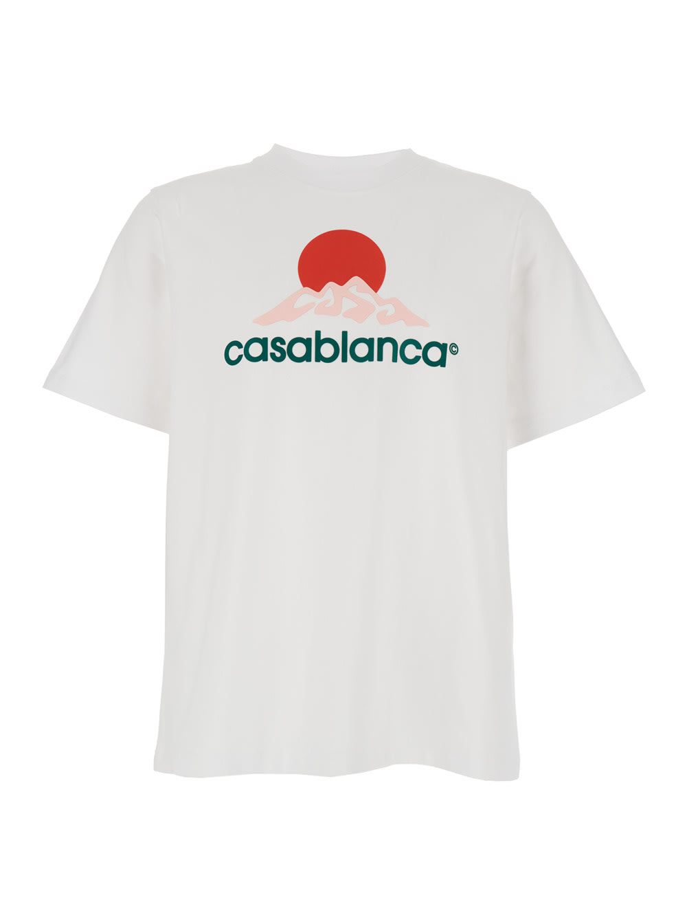 Casablanca White Crewneck T-shirt With Logo On The Front In Cotton Man In White