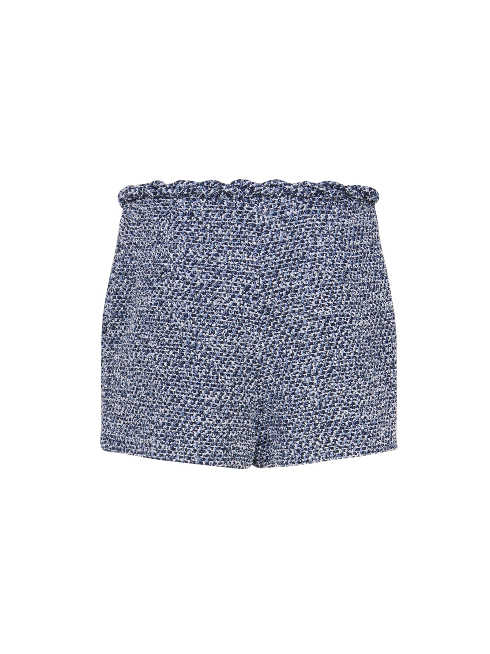 Shop Valentino Mini Skirt With Waved Top Hem In Blue