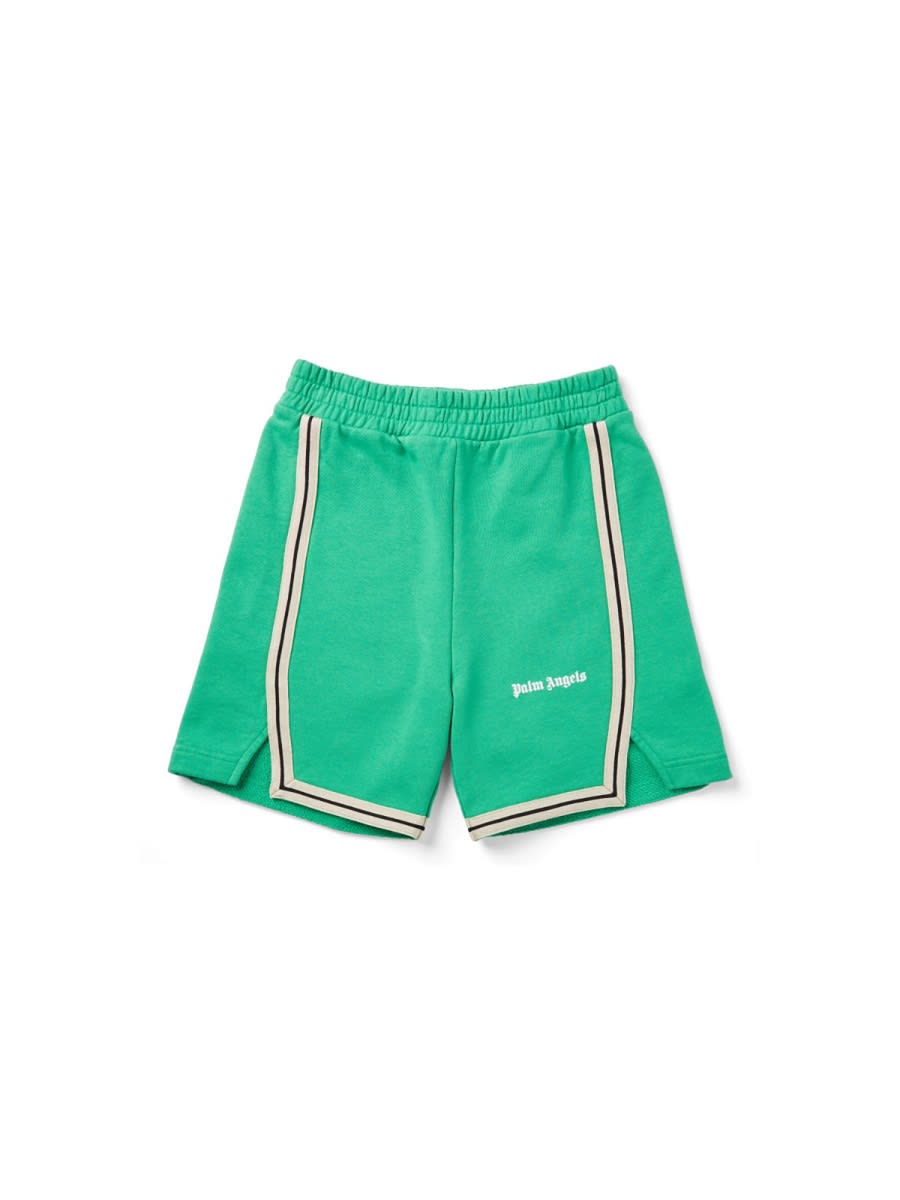 Palm Angels Logo Shorts In Green