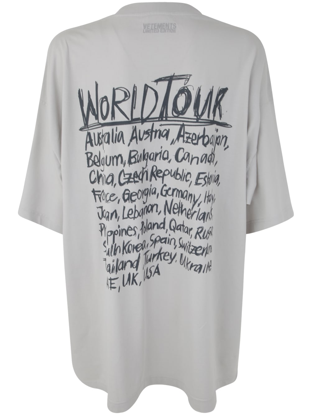 Shop Vetements Worldtour Logo T-shirt In Oyster Mushroom