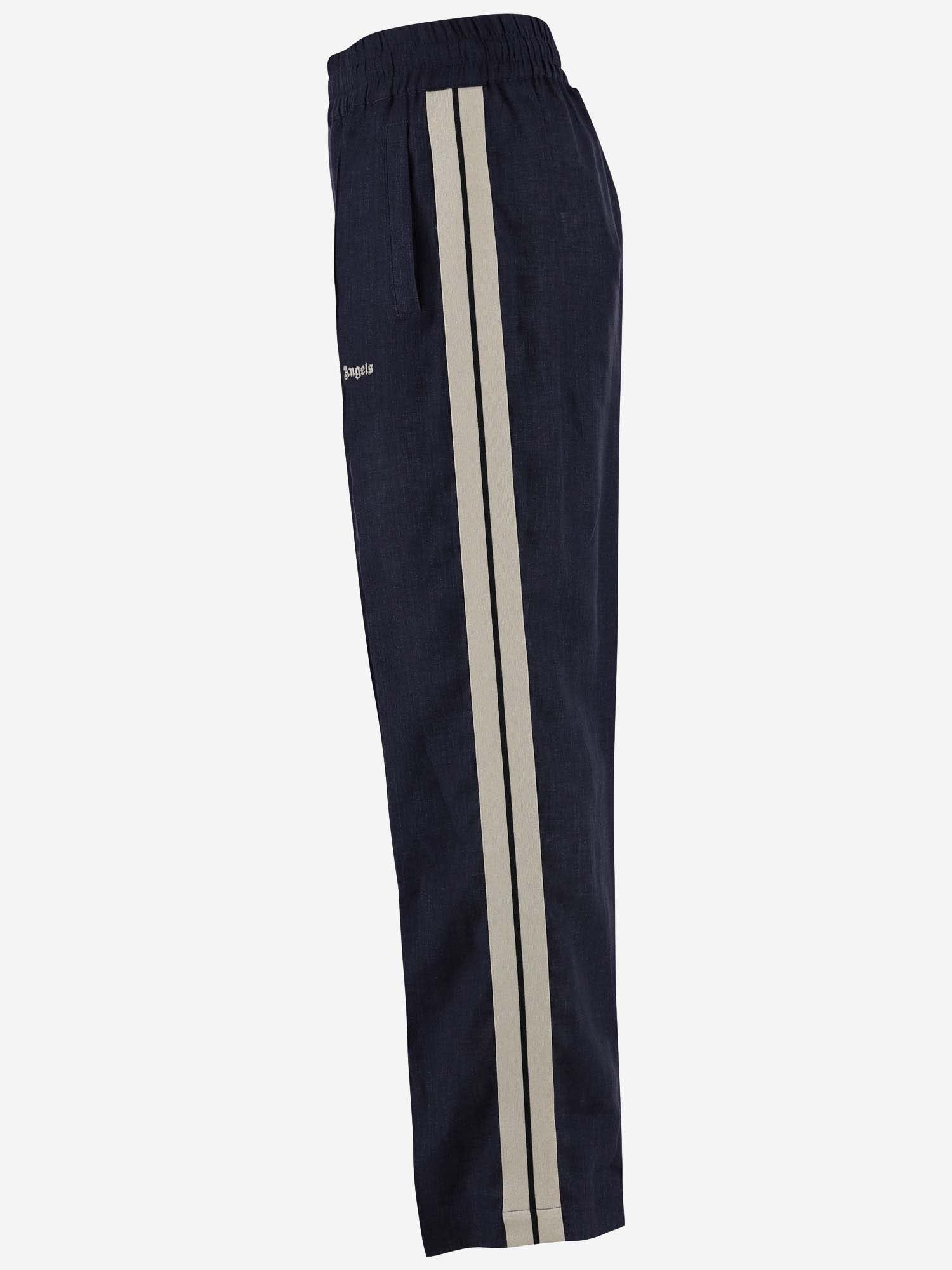 Shop Palm Angels Cotton Track Pants With Logo In Blue