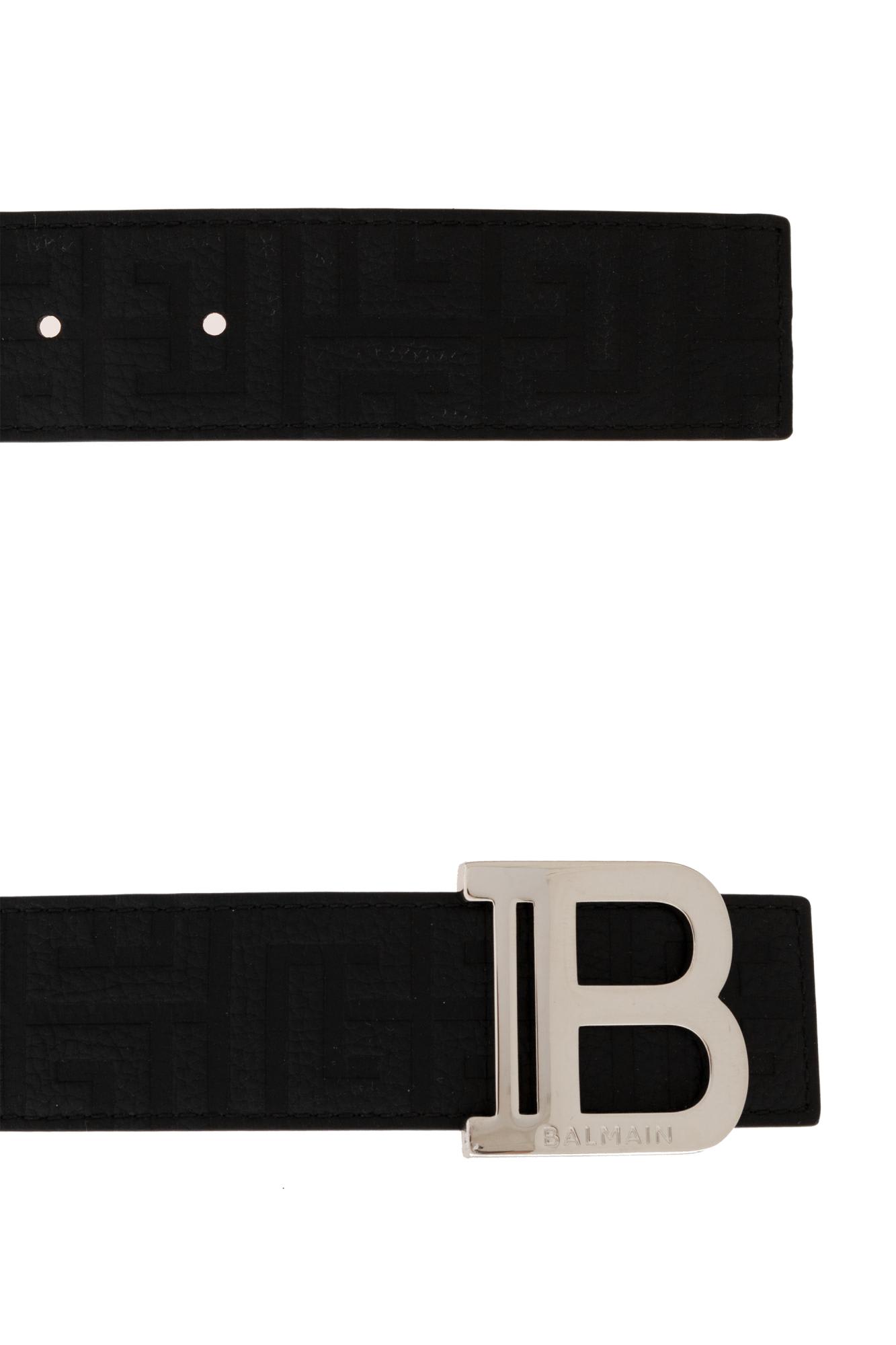 Shop Balmain Leather Belt In Nero