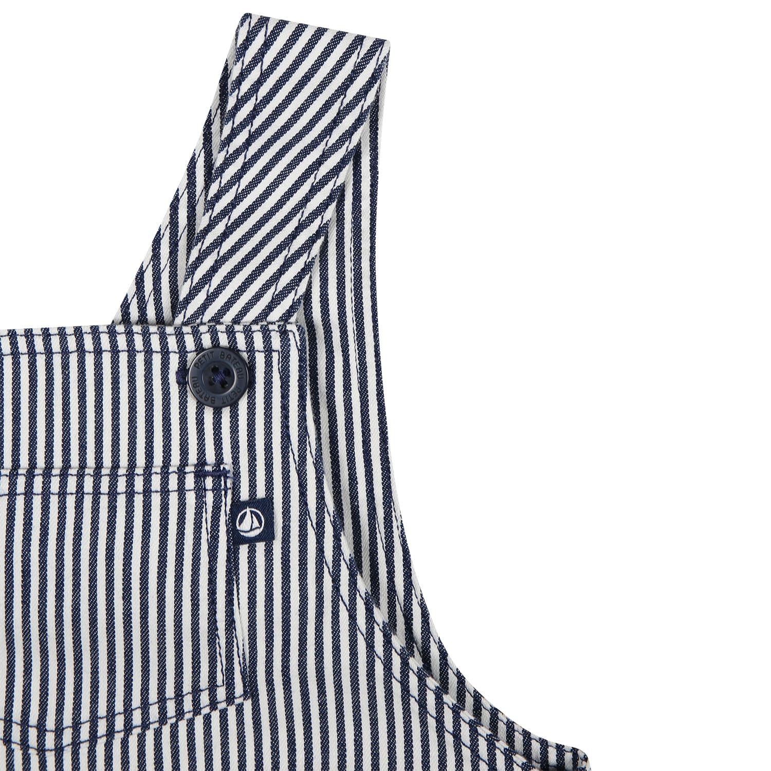 Petit Bateau Blue Dungarees For Baby Boy With Stripes In Blue