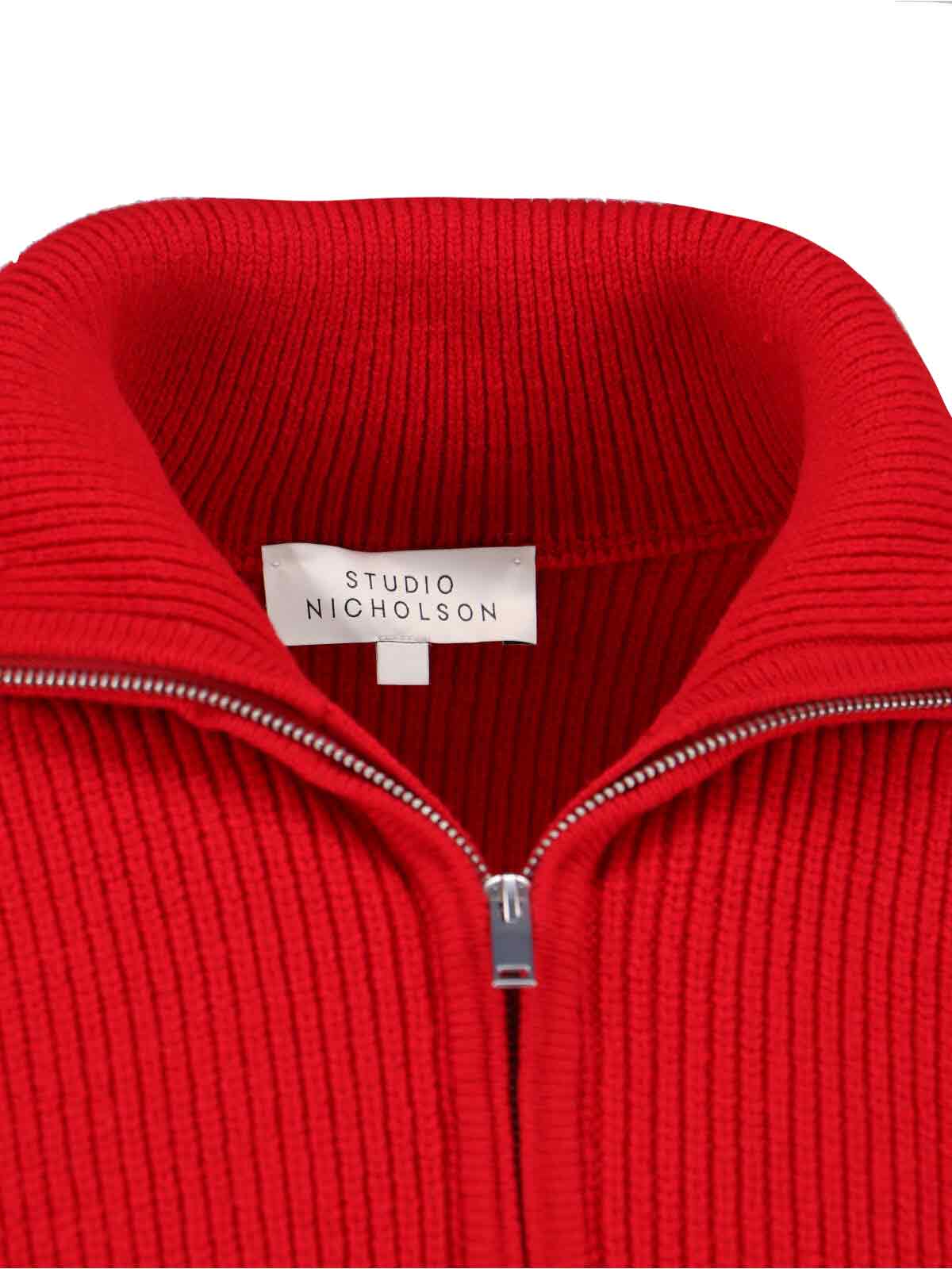 Studio Nicholson Sandos Zip Sweater In Red