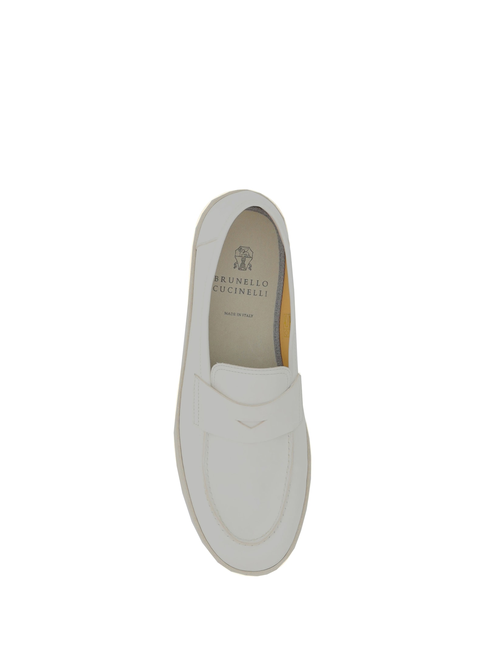 Brunello Cucinelli Leather Round Toe Espadrilles With Rubber Sole In Gold