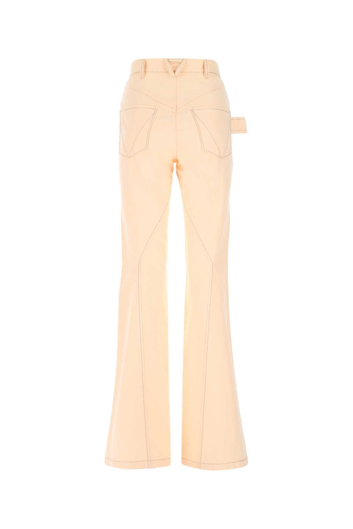 Shop Bottega Veneta Peach Cotton Wide Leg Pant In Pink