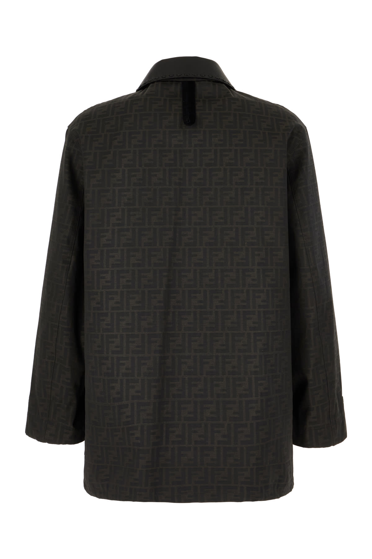 Shop Fendi Printed Polyester Blend Jacket In Tabacco