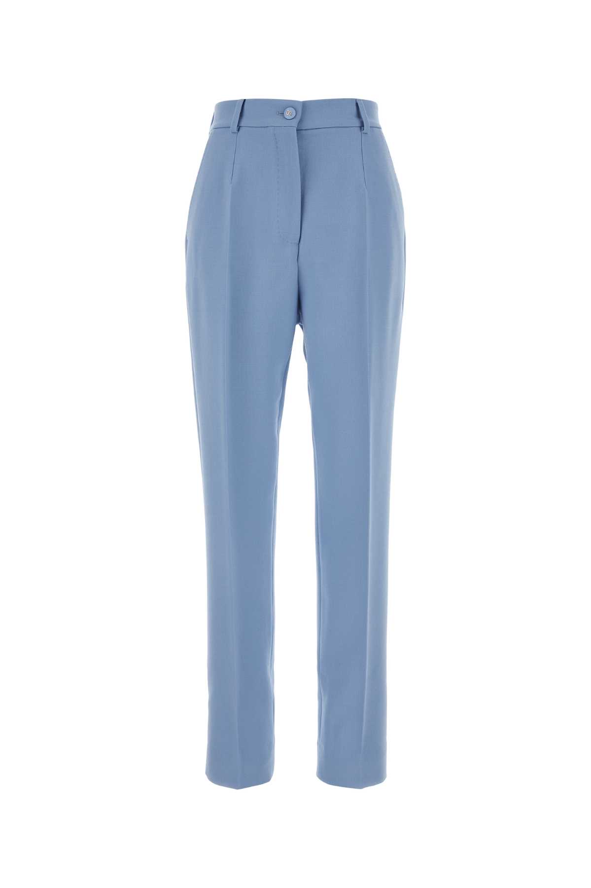 Shop Dolce & Gabbana Cerulean Blue Crepe Pant In Glicineviolachiari