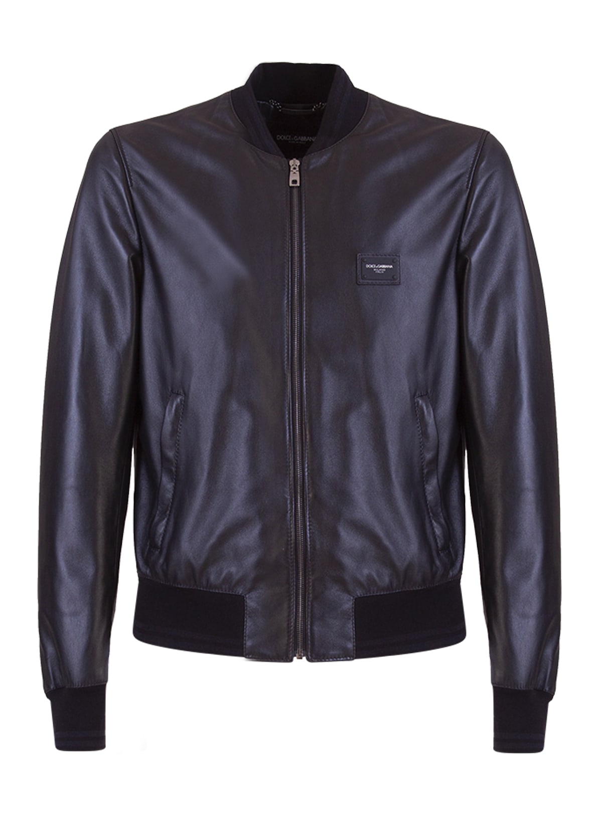Dolce & Gabbana Logo-patch Leather Jacket