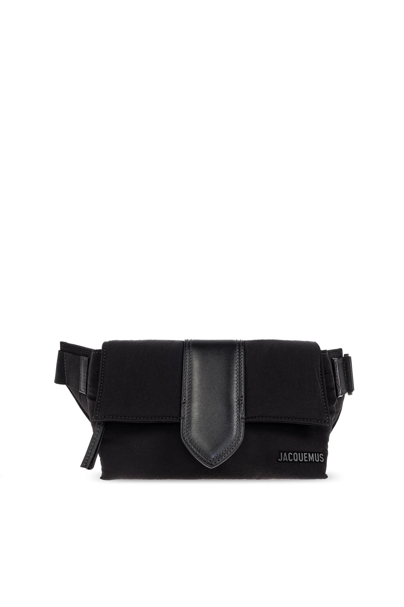 Jacquemus The Bambino Flap Bum Bag In Nylon With Smooth Leather Details In Black