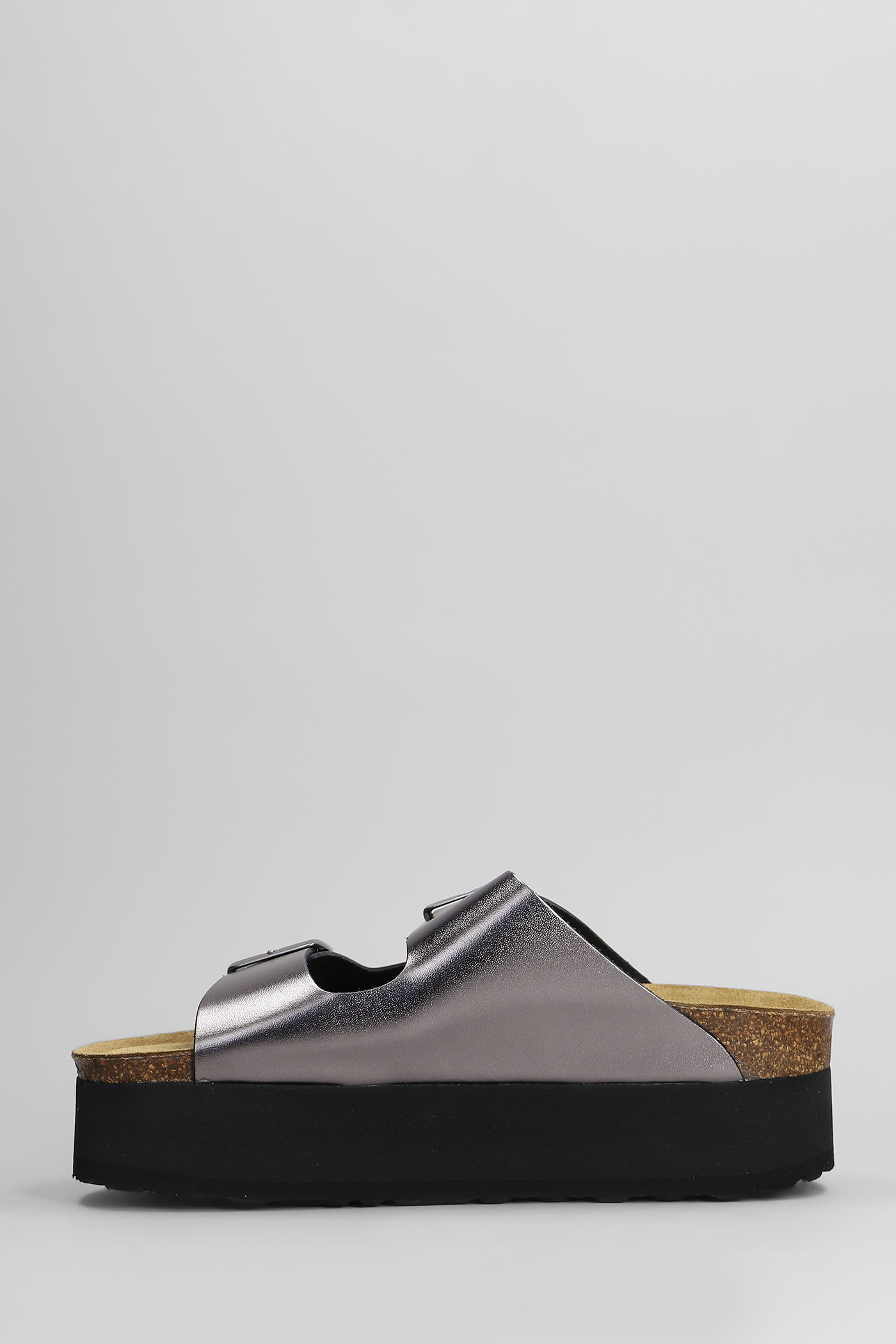 Cubanas Amalia Flats In Gunmetal Leather