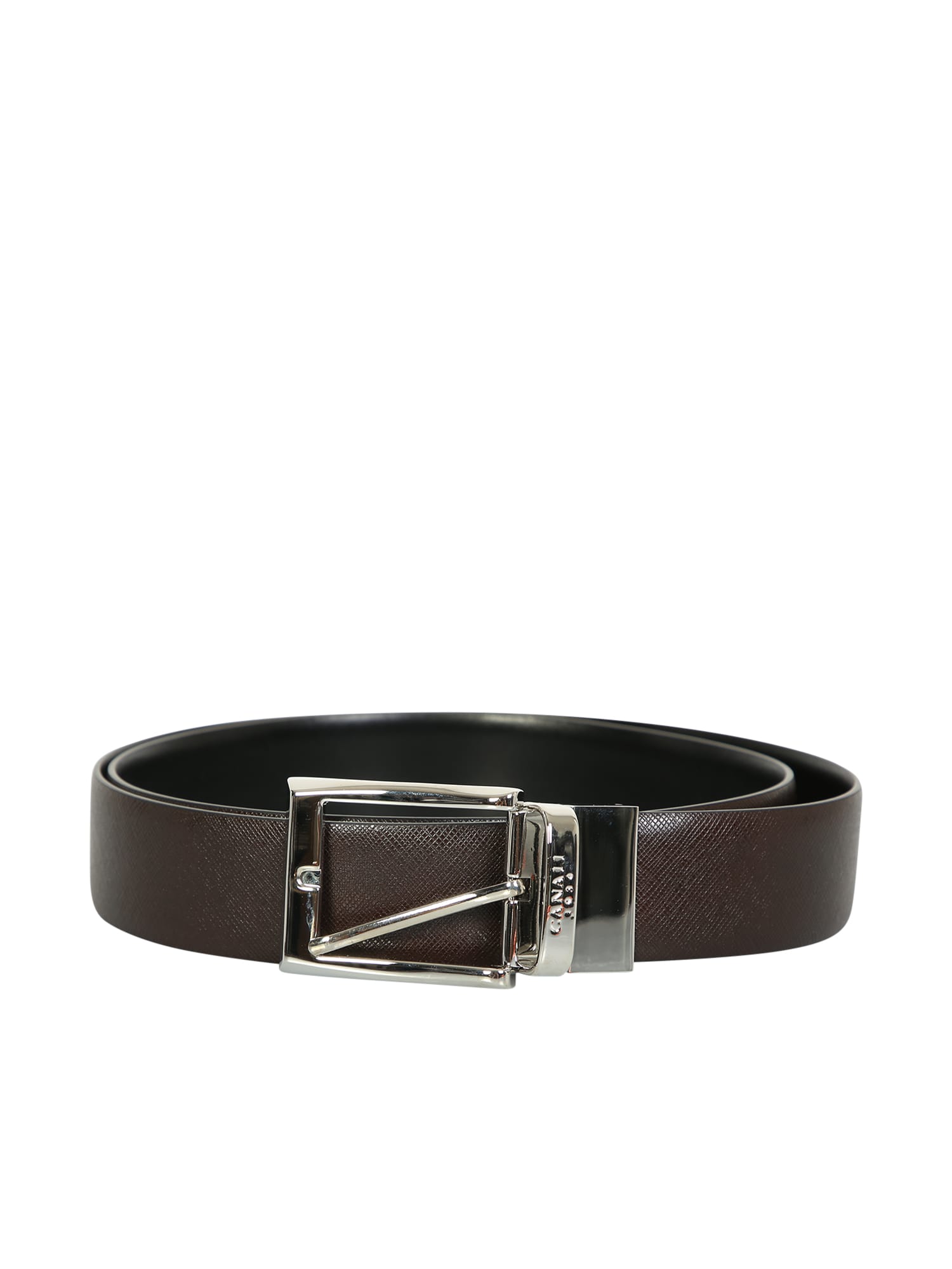 Shop Canali Leather Belt With Engraved  Logo. Minimal But Essential To Complete The Most Casual Looks In Black