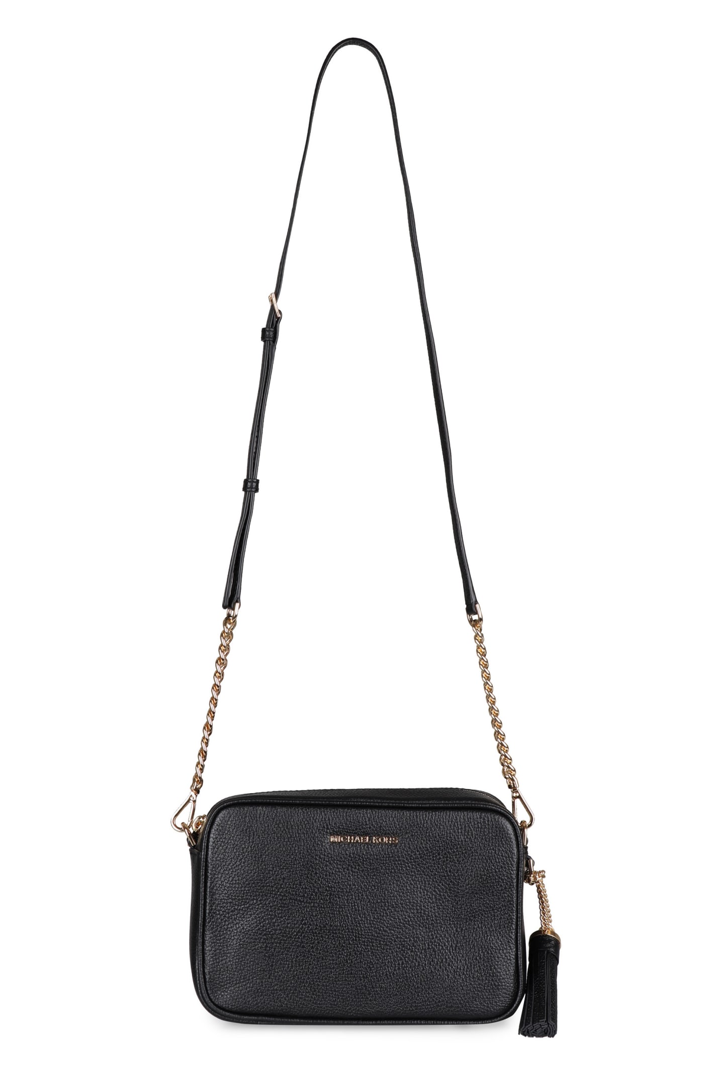 Shop Michael Michael Kors Ginny Leather Crossbody Bag In Black