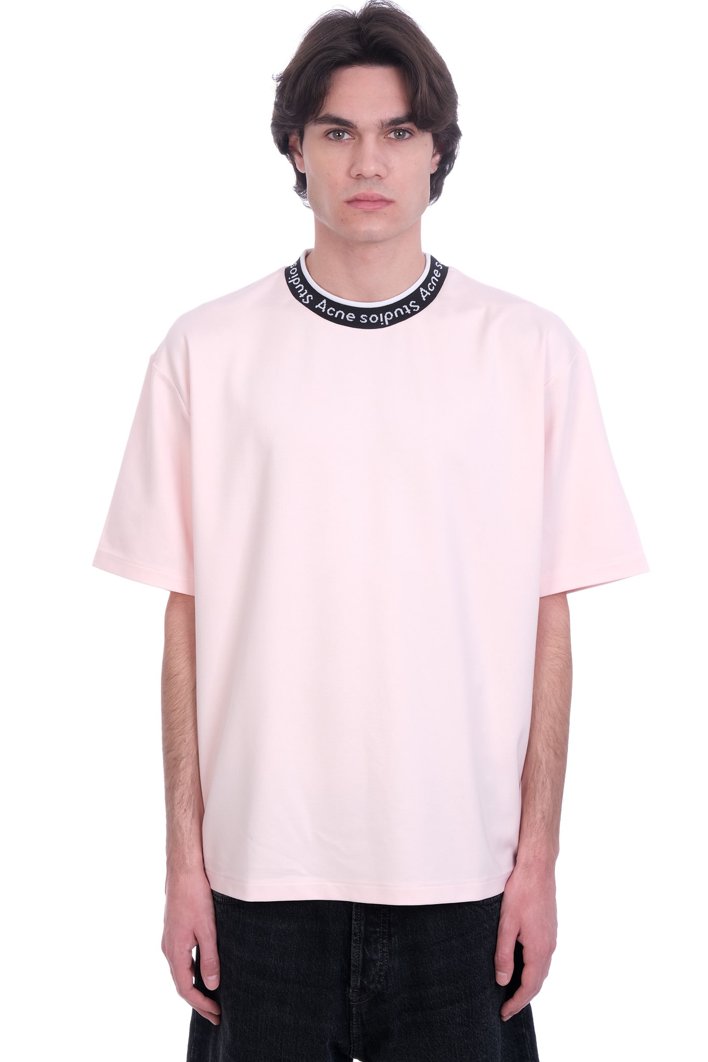 Acne Studios Extorr Logo T-shirt In Rose-pink Viscose
