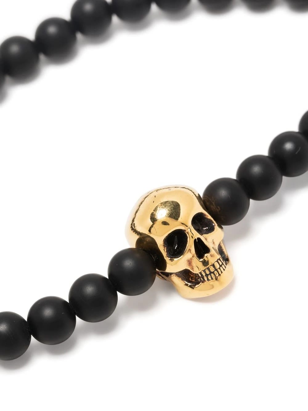 Shop Alexander Mcqueen Skull Bracelet With Black Pearls In Nero