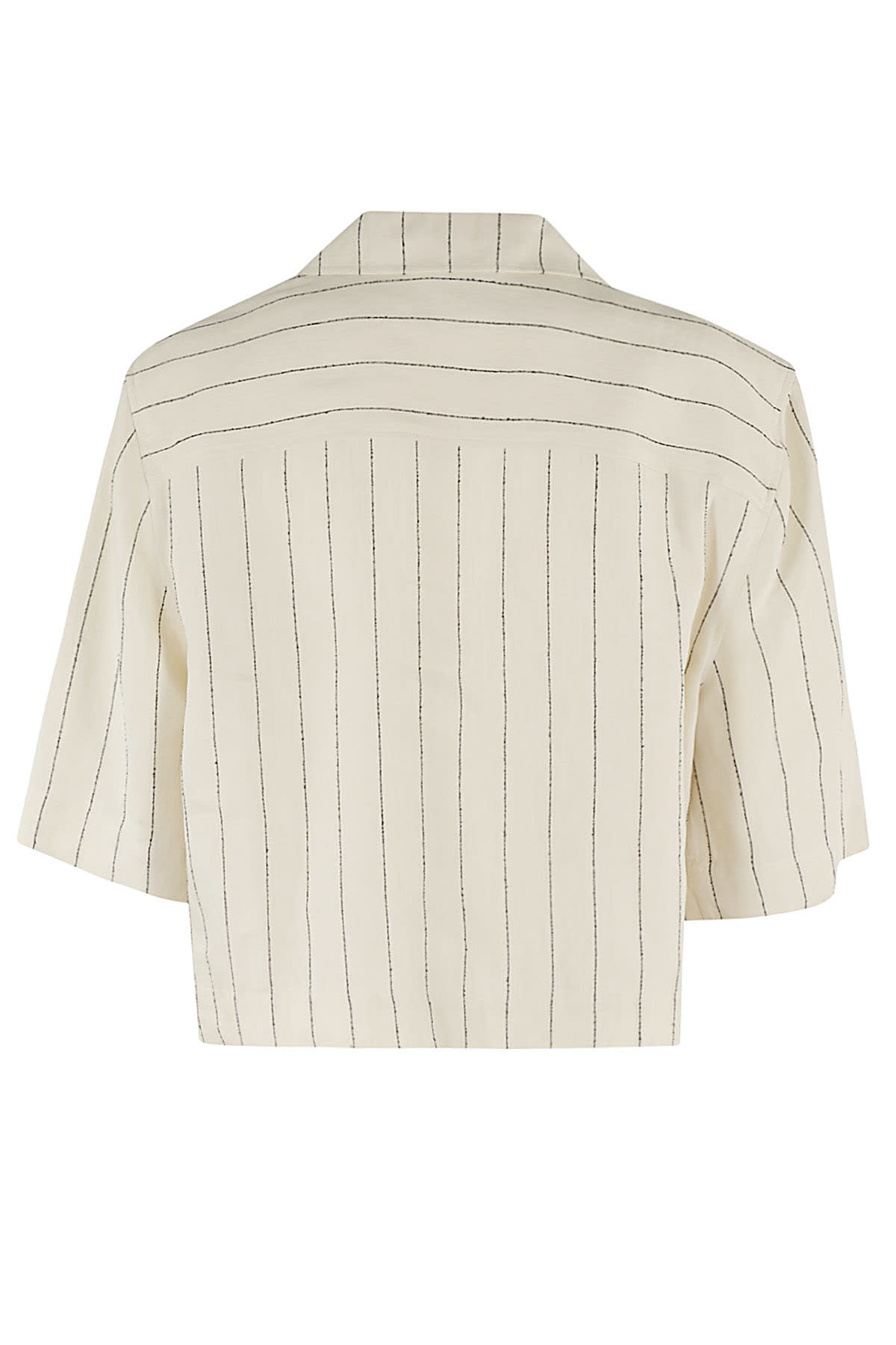 Shop Loulou Studio Cropped Shirt In Ivory Black