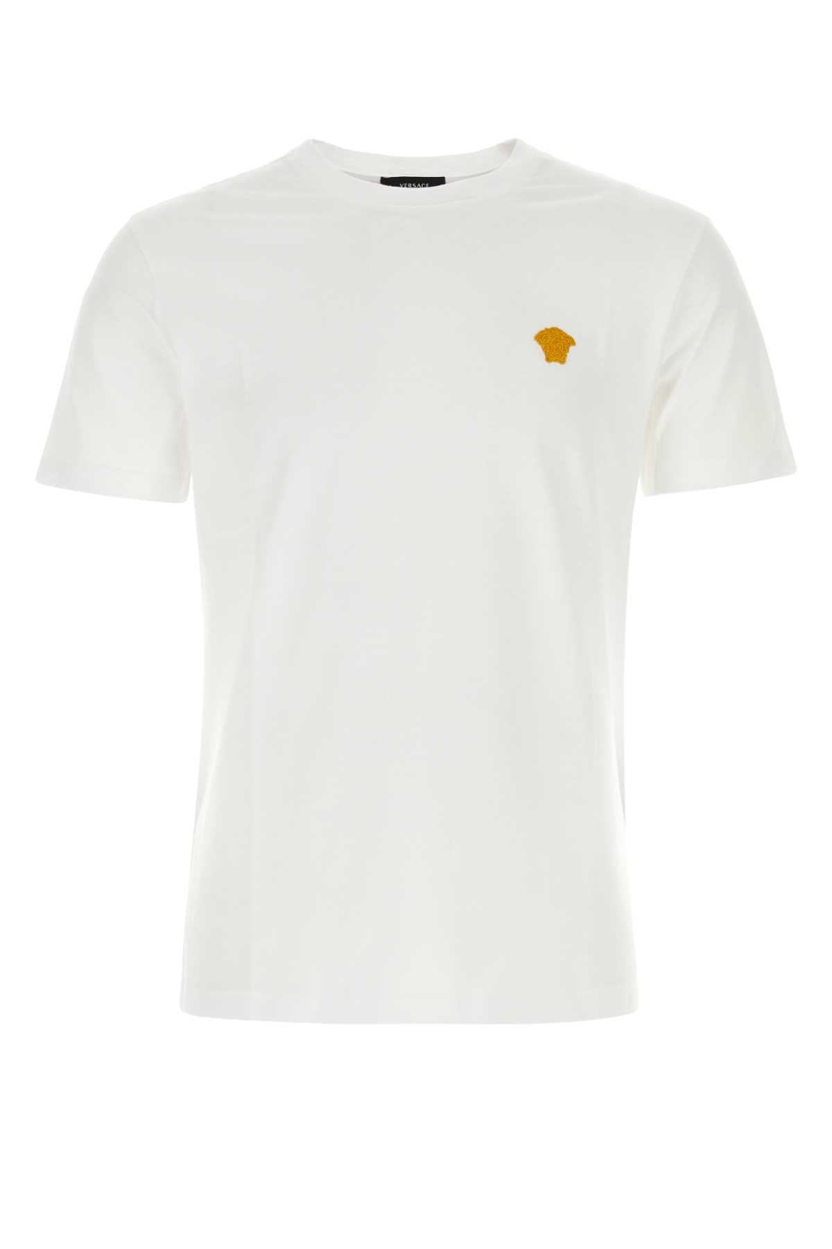 Shop Versace White Cotton T-shirt In Biaott