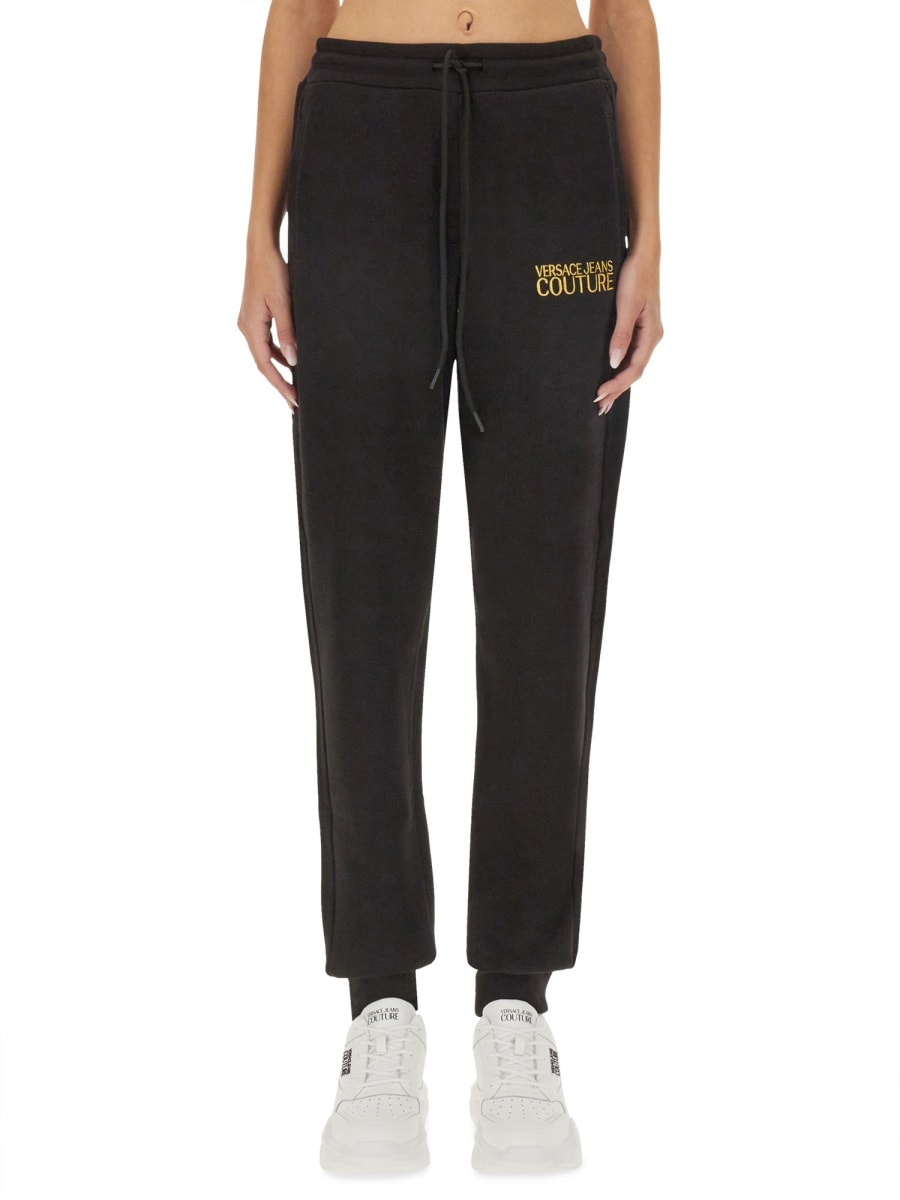 Shop Versace Jeans Couture Jogging Pants With Logo In Black