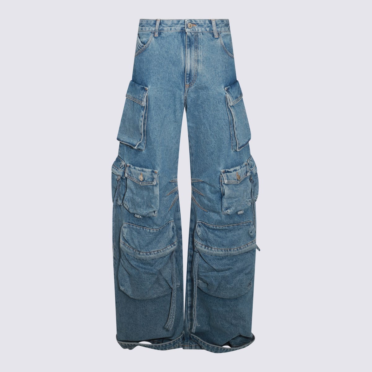 Shop Attico Blue Cotton Denim Jeans