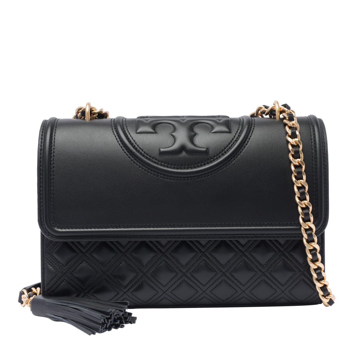 Shop Tory Burch Fleming Shoulder Bag In Black