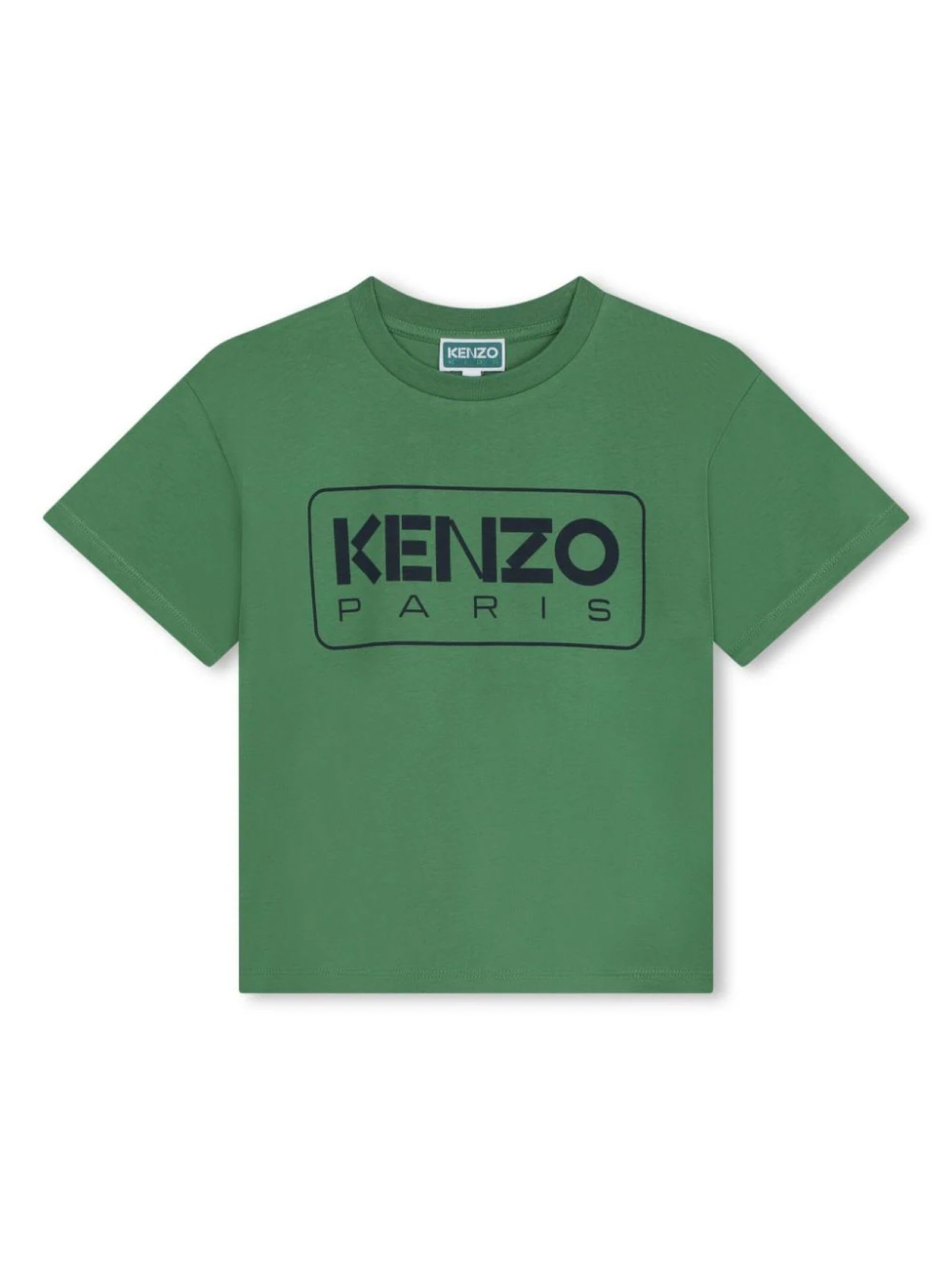 Shop Kenzo Kids T-shirts And Polos Green